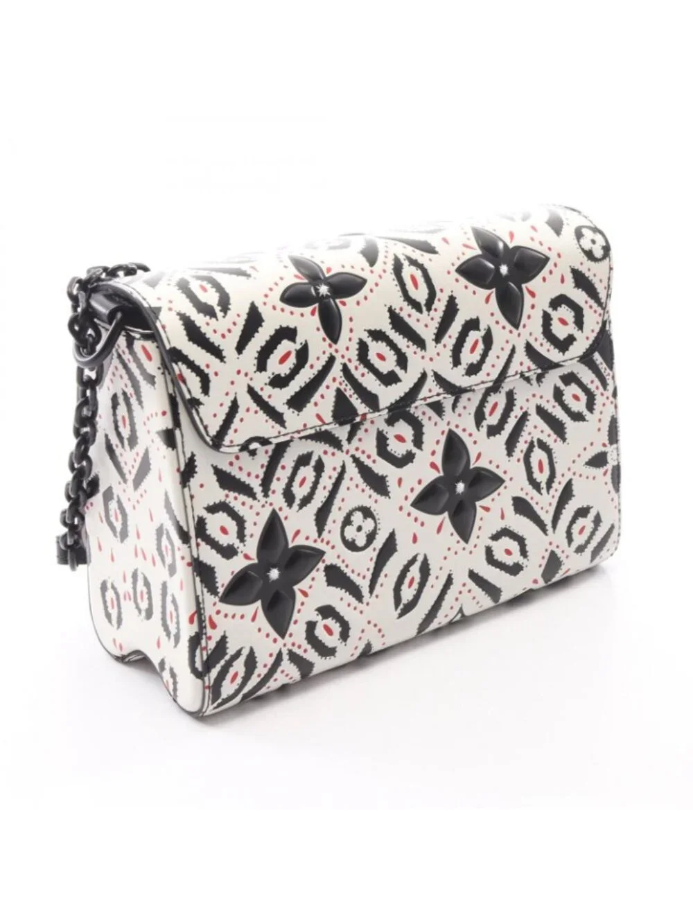 Louis Vuitton Shoulder Bag Twist MM White Black Leather